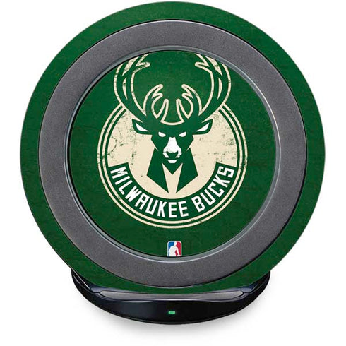NBA Milwaukee Bucks Green Distressed Fast Charge Wireless Charging Stand Skin
